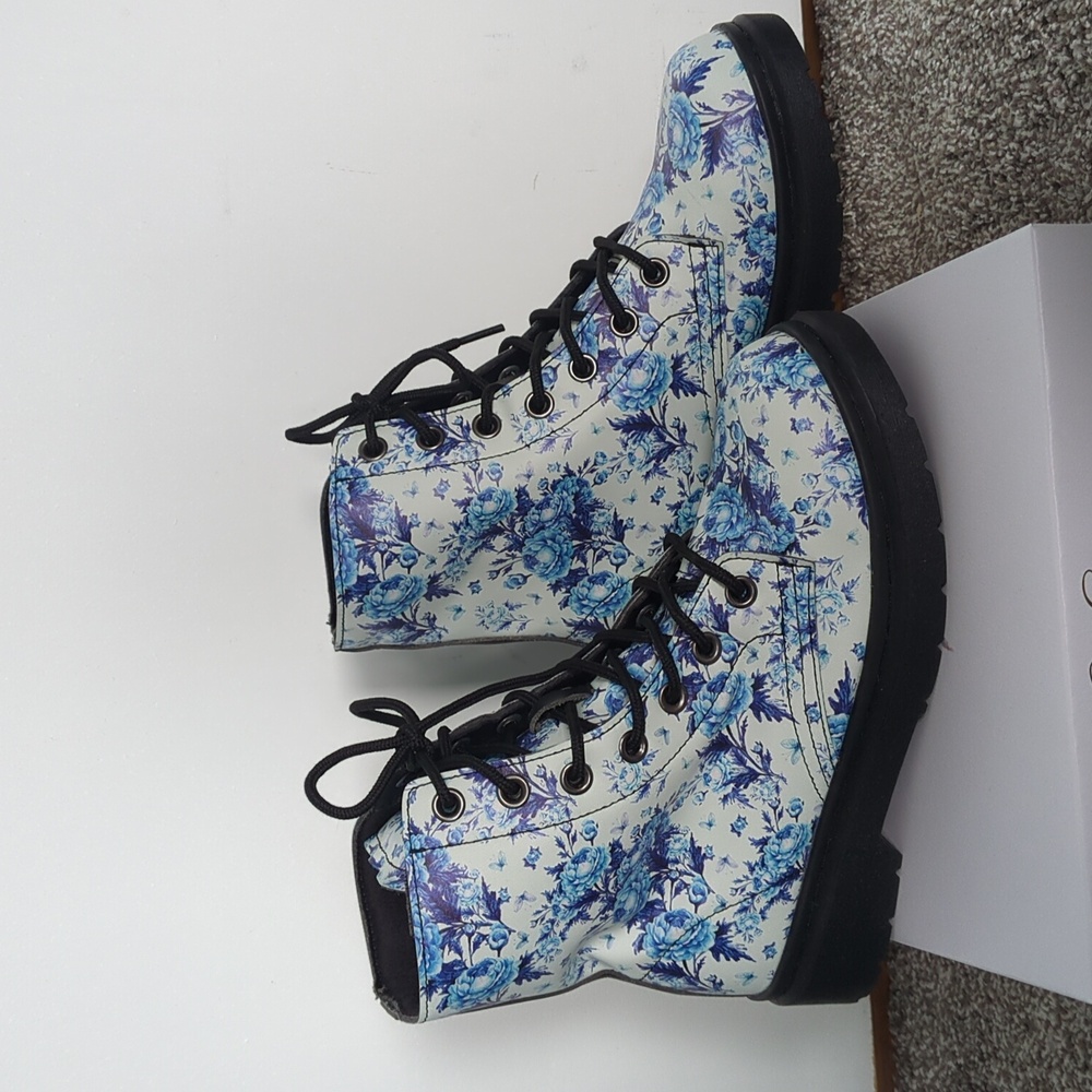 Floral Lace-Up Ankle Boots